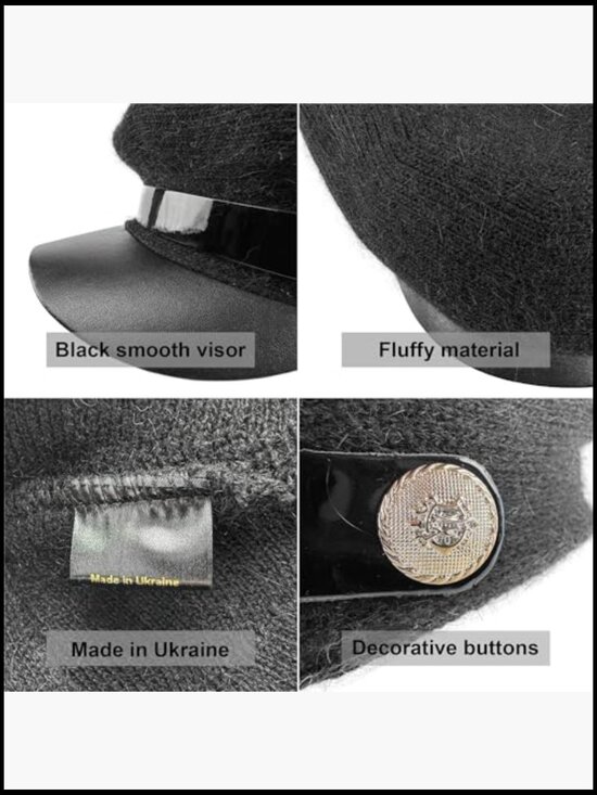 Angora Wool Newsboy Hat with Scarf - Knit Chauffeur Cap with Brim - Winter main image 4